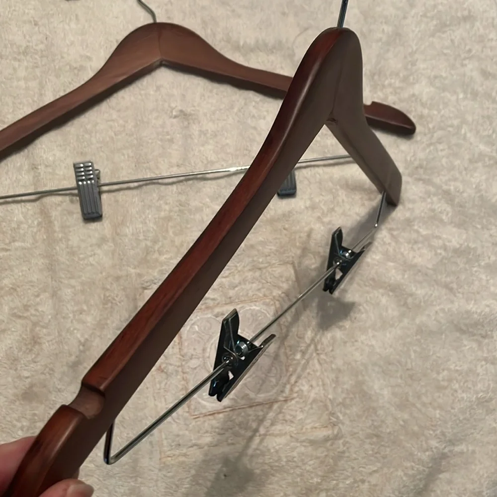 Wooden Hanger with Metal Clips